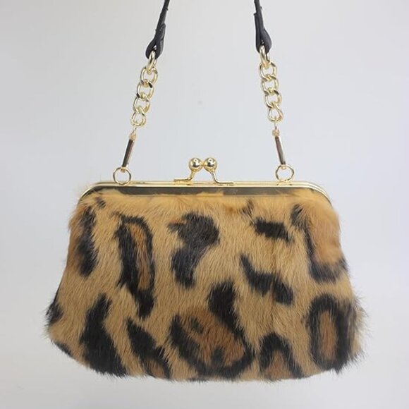 Neiman Marcus Elegant Golden Tiger Stripe Print Handbag - Picture 1 of 7